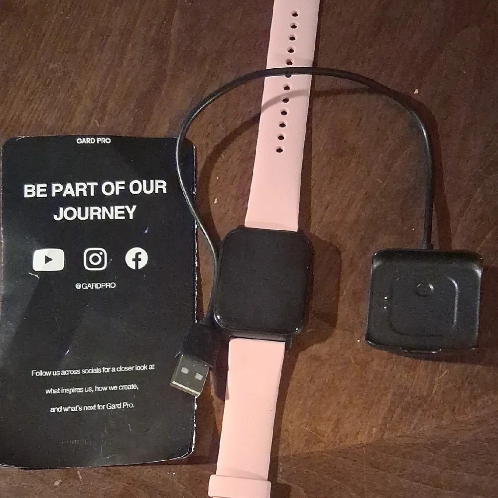 GARD PRO Pink Smartwatch with Black Charging Dock